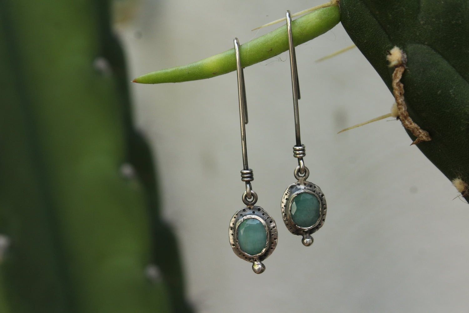 Aretes Plata .925 con Esmeraldas